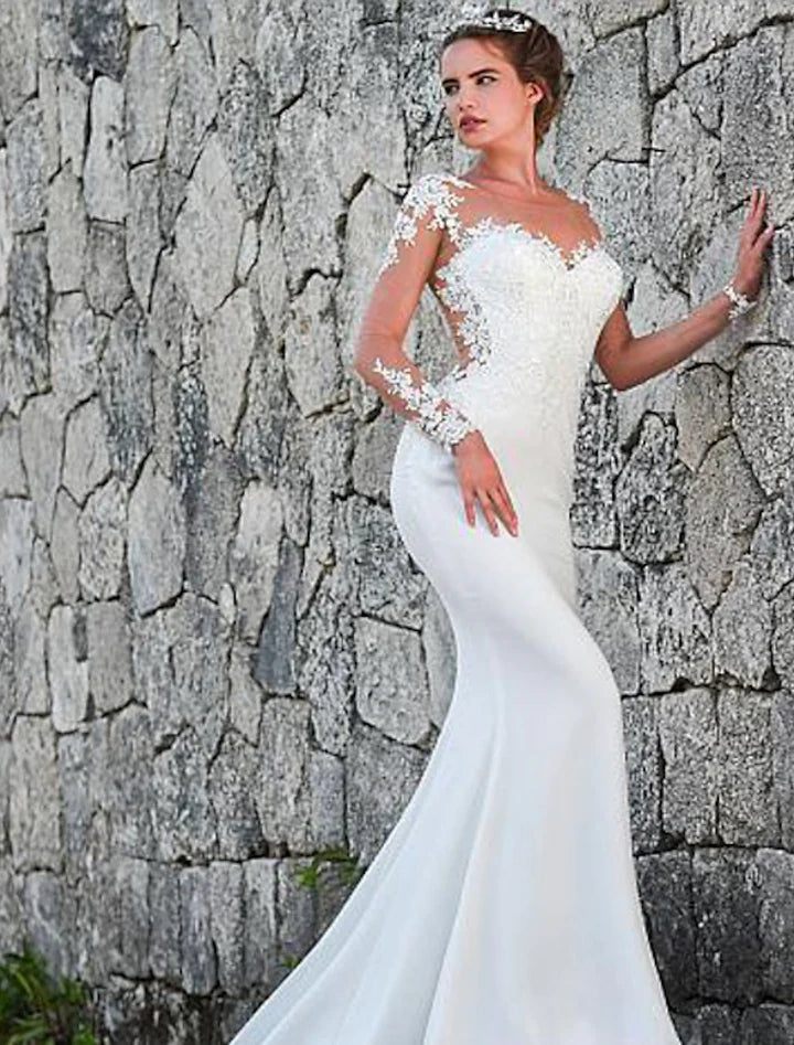 Wholesale Trumpet/Mermaid Scoop Floor-Length Lace Wedding Dress